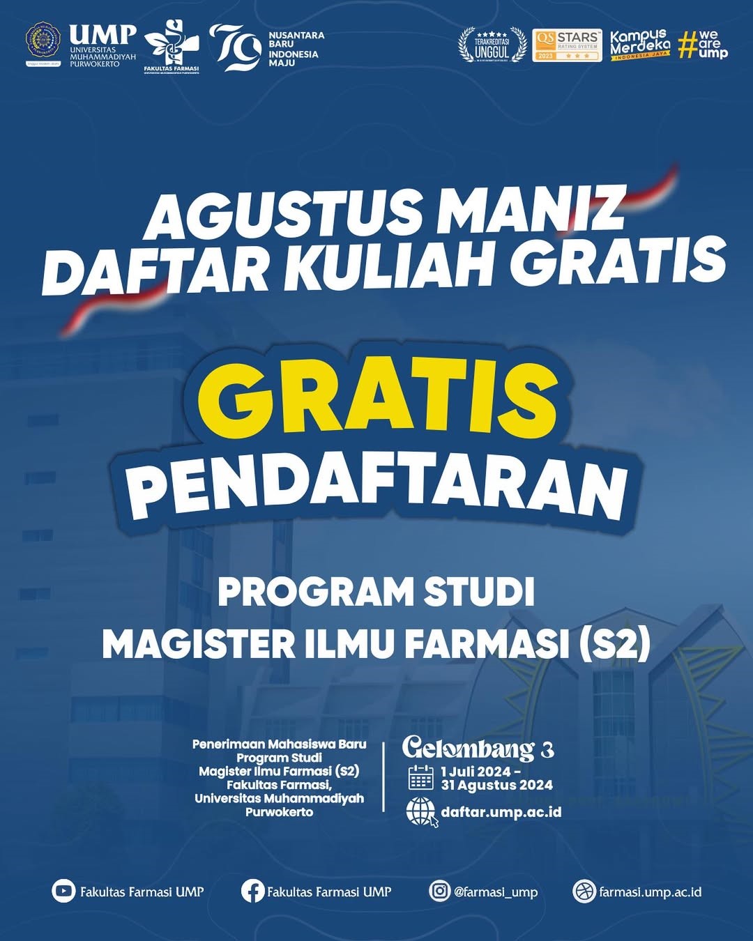 Kesempatan Emas! Daftar Kuliah Gratis di Magister Ilmu Farmasi UMP